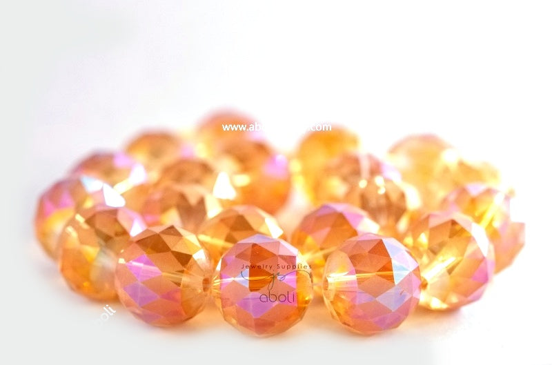 Padparadscha lookalike round dreamcatcher beads Faceted crystal glass beads 16 mm big glass bead FGB49