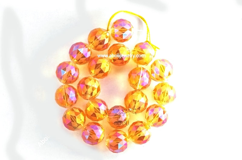 Padparadscha lookalike round dreamcatcher beads Faceted crystal glass beads 16 mm big glass bead FGB49