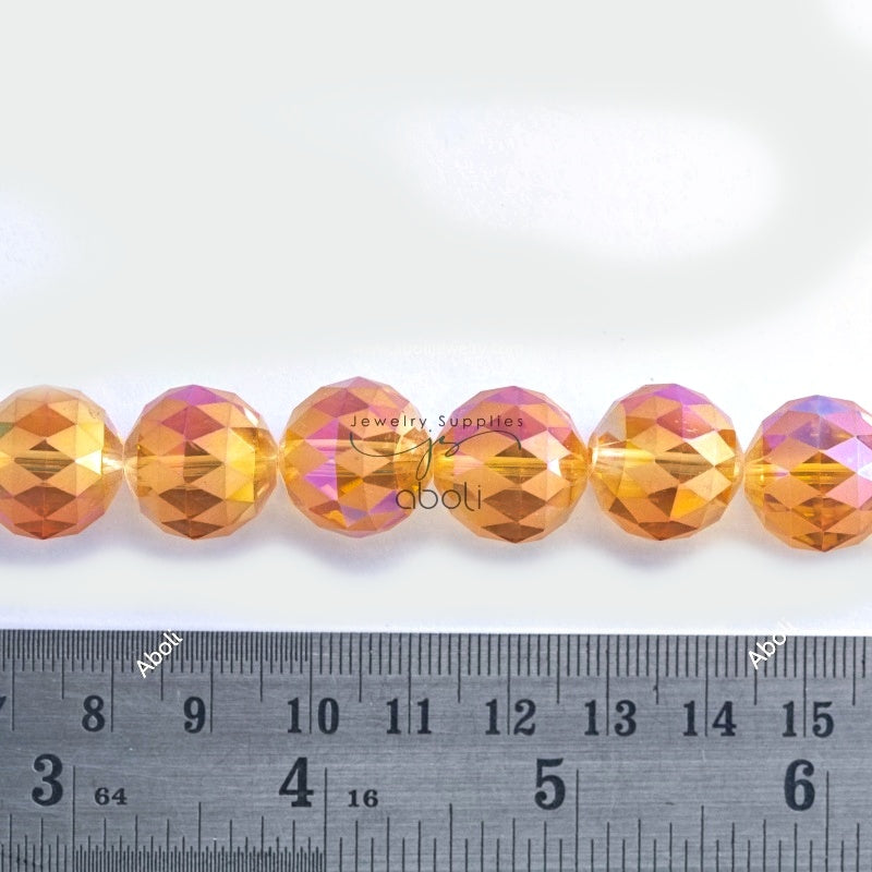 Padparadscha lookalike round dreamcatcher beads Faceted crystal glass beads 16 mm big glass bead FGB49