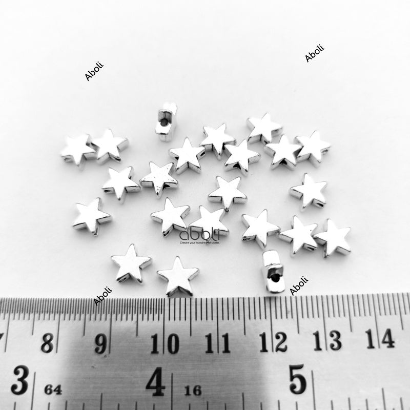 Silver star spacer beads SSB117