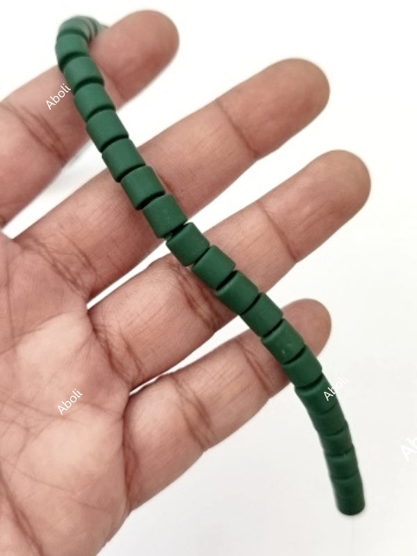 Dark Green polymer clay beads cylinder shaped beads 6 x 5 mm PCB03 1 full strand