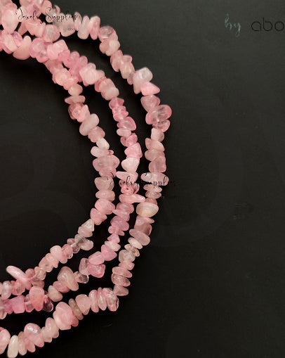 Pink Quartz uncut beads chip beads 1 full strand UCB09