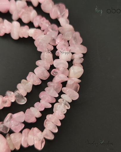 Pink Quartz uncut beads chip beads 1 full strand UCB09