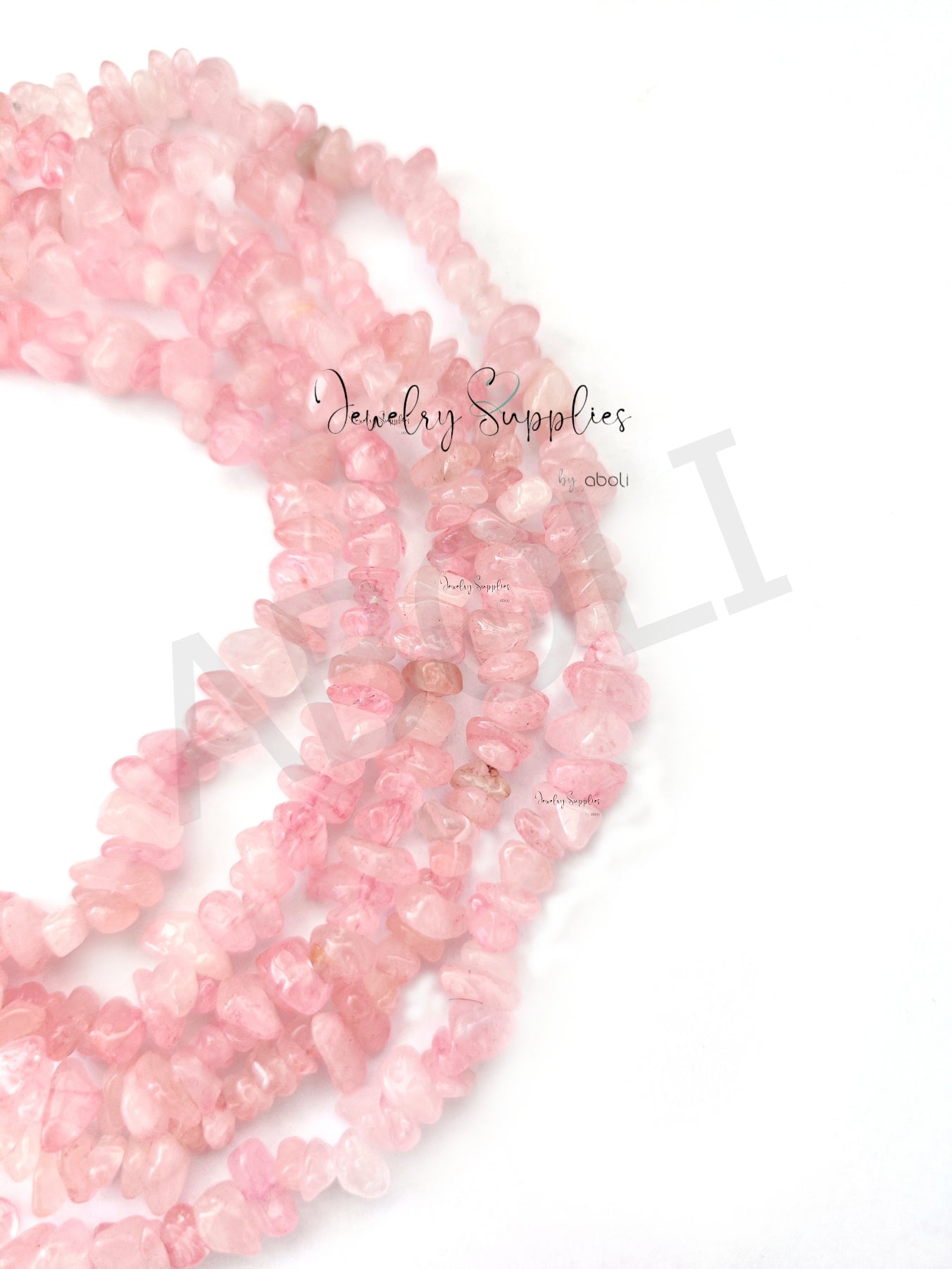 Rose Quartz uncut beads chip beads 1 full strand UCB07