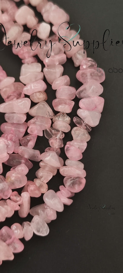 Rose Quartz uncut beads chip beads 1 full strand UCB07