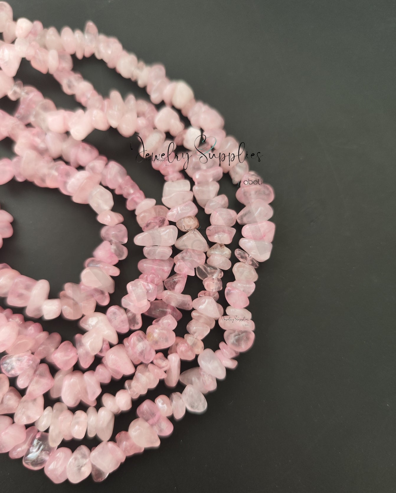 Rose Quartz uncut beads chip beads 1 full strand UCB07