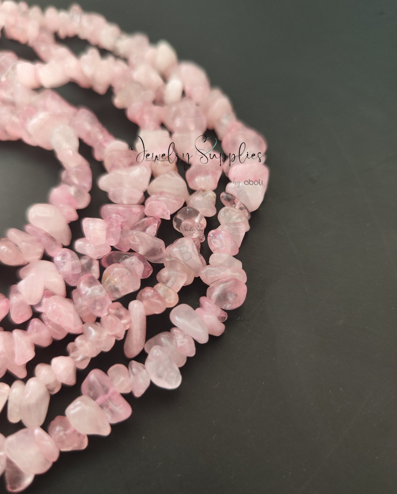 Rose Quartz uncut beads chip beads 1 full strand UCB07