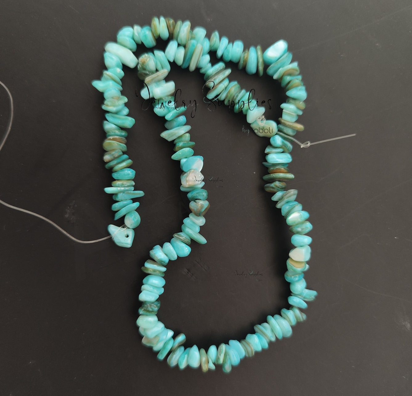 Turquoise uncut beads chip beads 1 full strand UCB08