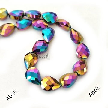 Aurora Borealis Faceted drop glass beads dreamcatcher crystal beads 18 x 12 x 8 mm FGB116