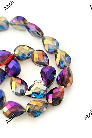 Aurora Borealis Faceted drop glass beads dreamcatcher crystal beads 18 x 12 x 8 mm FGB122