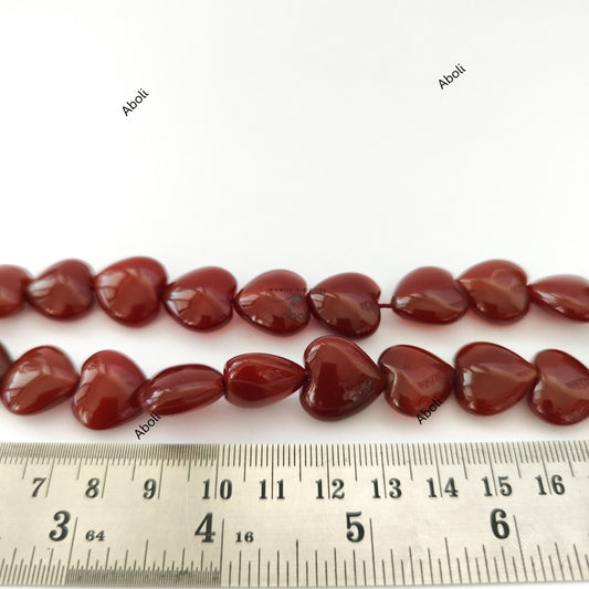Heart shaped beads Onyx beads Natural gemstone Onyx heart beads dark red 16 x 15 x 8 mm OXBH16