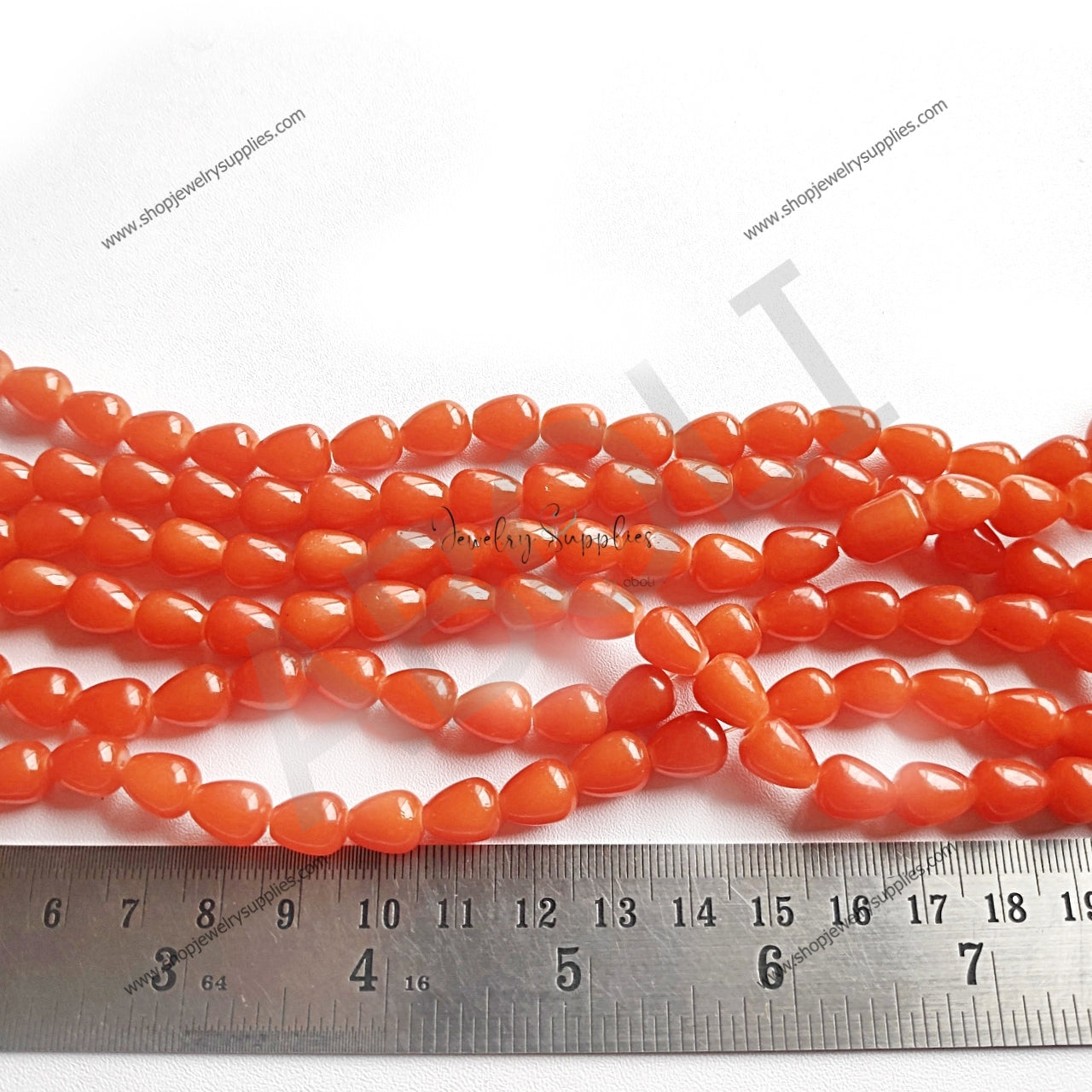 10x8 mm orange glass bead drop shaped glass beads beaded jewellery making GBD106 full strand