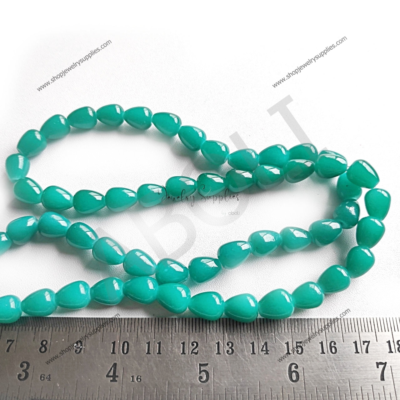 10x8 mm teal glass bead drop shaped glass beads beaded jewellery making GBD105 full strand