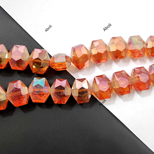 Flat Hexagon Faceted crystal glass beads 15 x 12 x 10 mm big glass beads FGB80