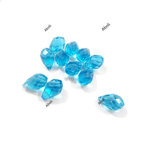 Light blue Drop Beads Faceted Glass Beads 14 x 9 mm FGB97