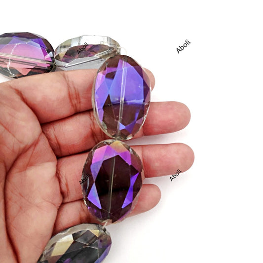 Dreamcatcher bead Big flat oval Faceted crystal glass bead FGB95