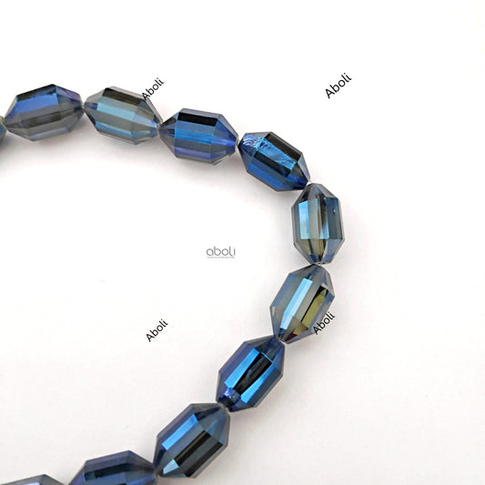 Iris Barrel shaped Faceted crystal glass beads 15x 10 mm glass beads FGB86