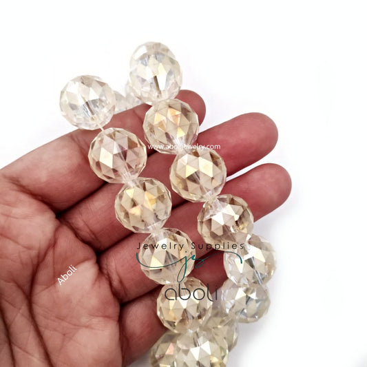 Transparent round Faceted crystal glass beads 16 mm clear big glass beads dreamcatcher beads FGB47