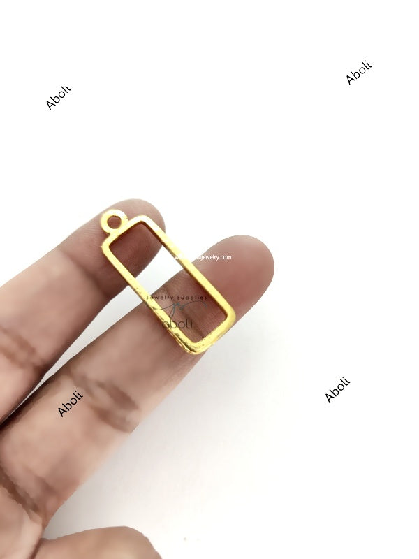 Golden rectangle resin bezel 25 X 8 mm for resin earrings resin necklace open Mini bezel hollow frame pendant RMBT05