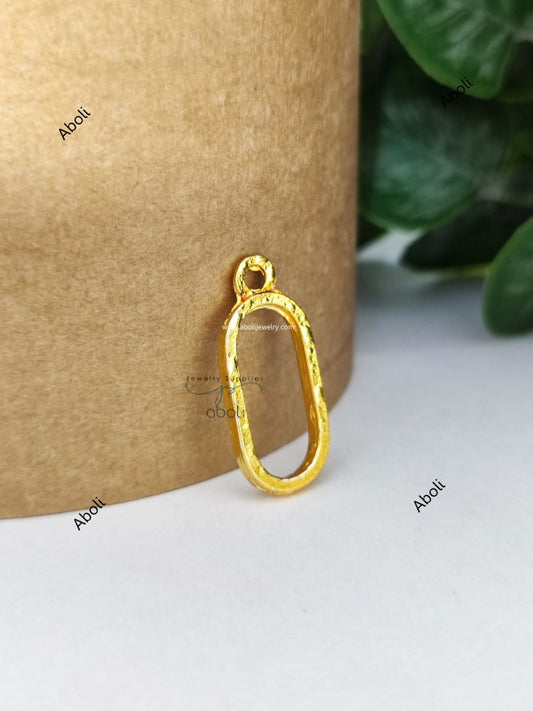 Golden oval resin bezel 19 X 9 mm for resin earrings resin necklace open Mini bezel hollow frame pendant RMBT03