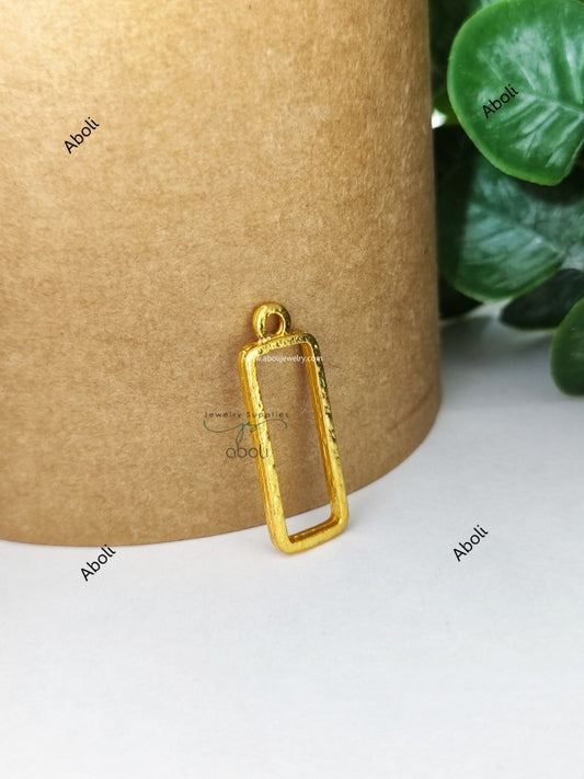 Golden rectangle resin bezel 25 X 8 mm for resin earrings resin necklace open Mini bezel hollow frame pendant RMBT05