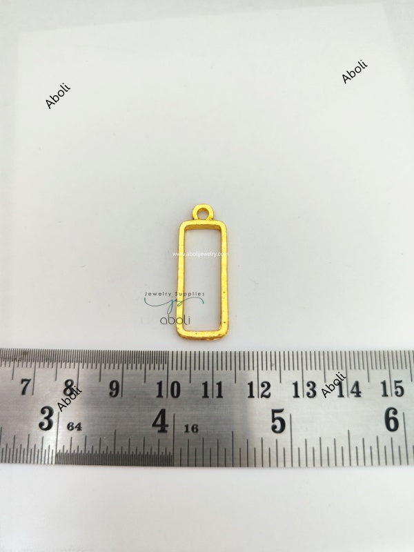 Golden rectangle resin bezel 25 X 8 mm for resin earrings resin necklace open Mini bezel hollow frame pendant RMBT05