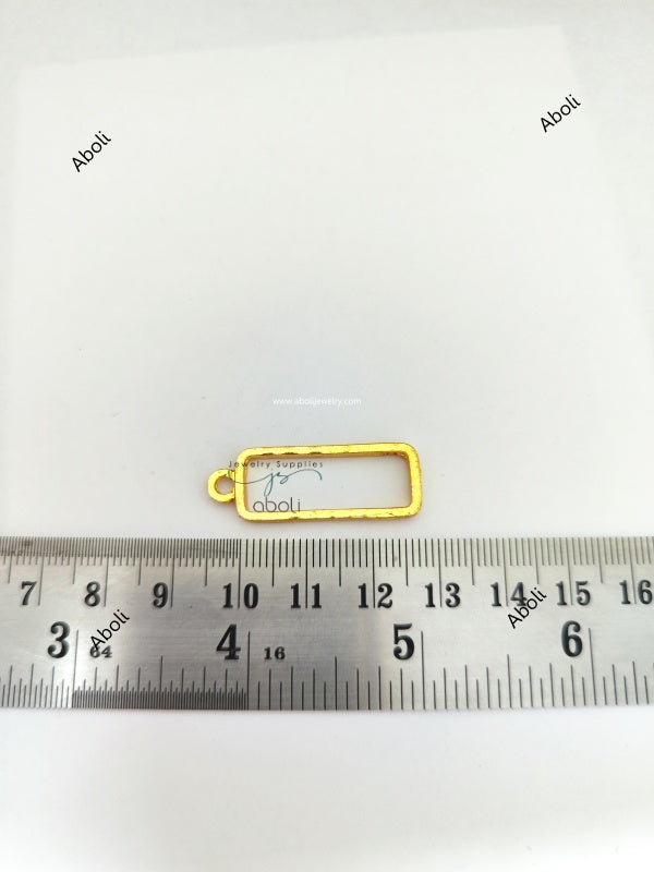 Golden rectangle resin bezel 25 X 8 mm for resin earrings resin necklace open Mini bezel hollow frame pendant RMBT05