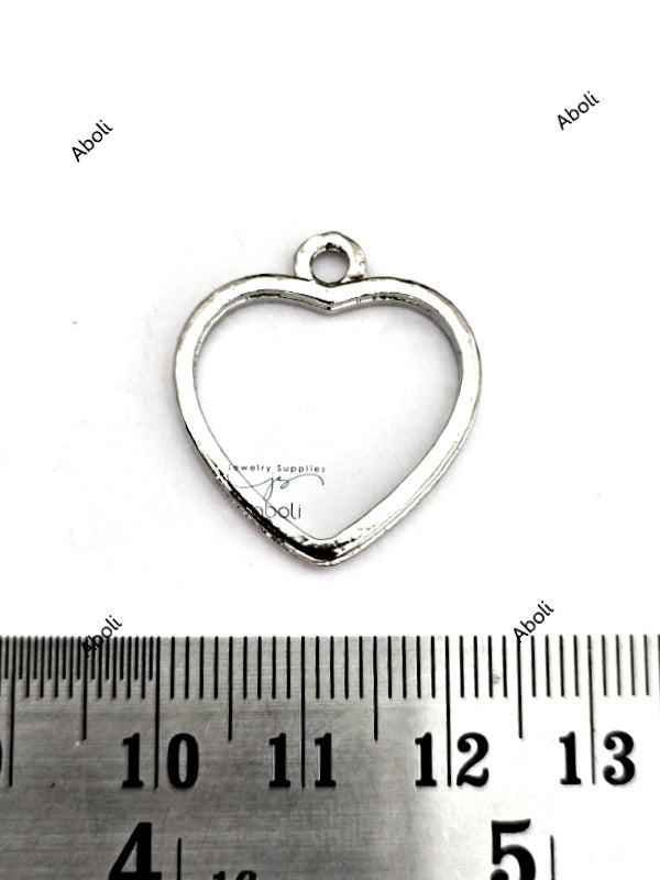 Silver heart resin bezel 25 X 22 mm for resin earrings resin necklace open Mini bezel hollow frame pendant RMBT02