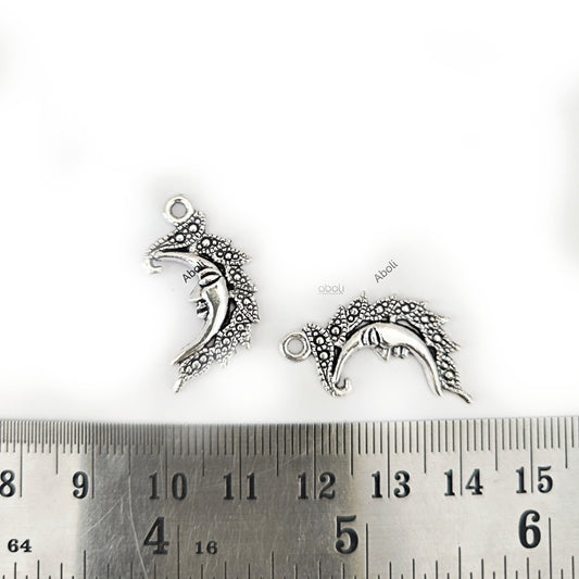 Silver moon charm silver crescent moon silver charms CHMS135 2 pieces