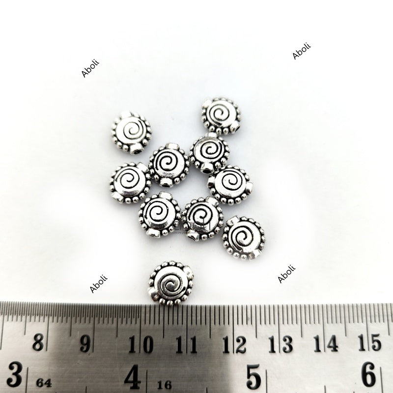 Silver spiral round spacer beads SSB121