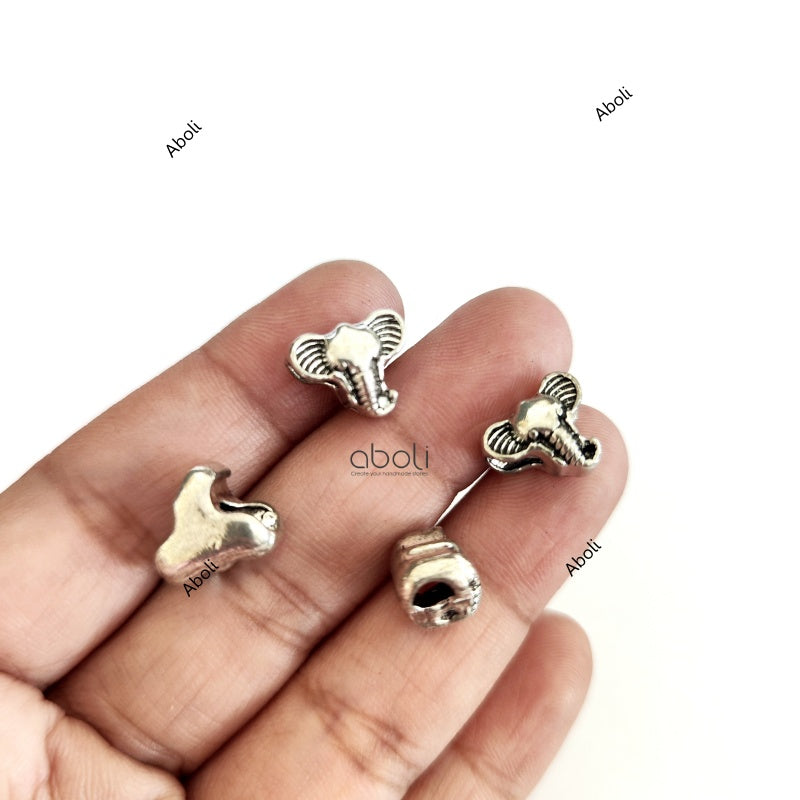 Silver Elephant head beads 10 gm spacer beads SSB105