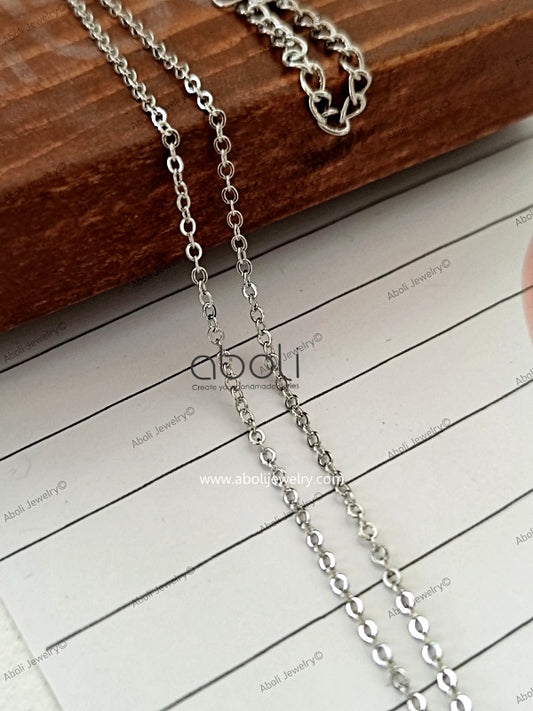 1 mm silver chain necklace tarnish resistant BRASS readymade FNCBS