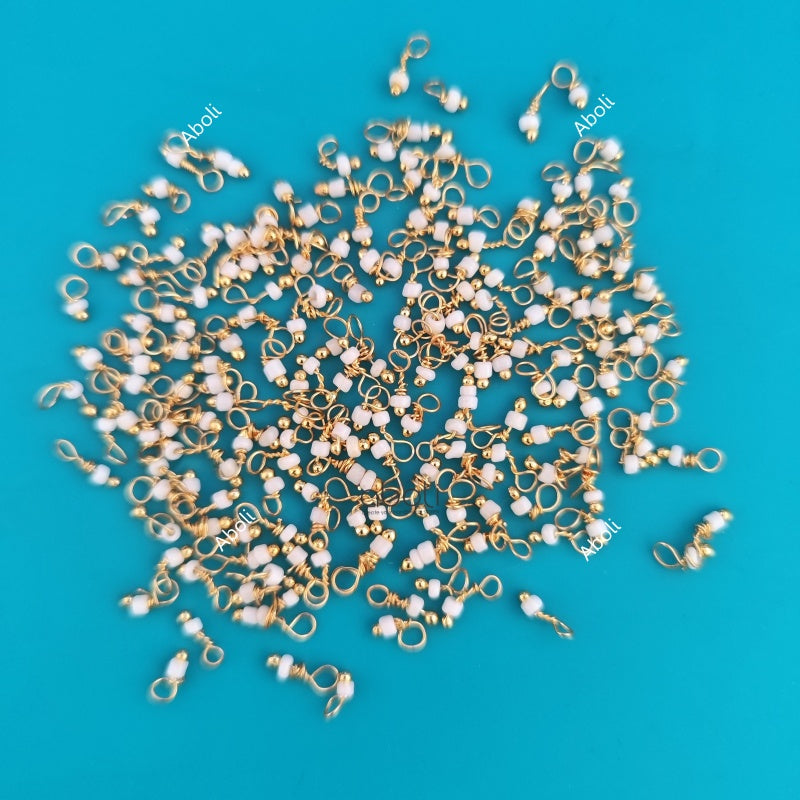 White seed beaded loreal beads, Coloured loreals 2 mm beaded loreal Latkan, jhumki 10 gm