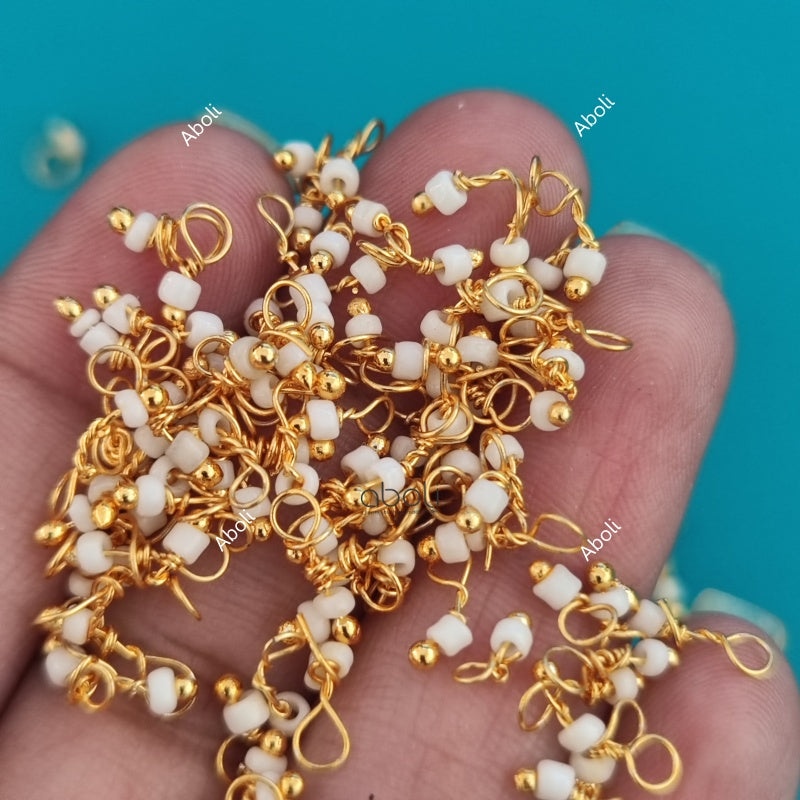 White seed beaded loreal beads, Coloured loreals 2 mm beaded loreal Latkan, jhumki 10 gm