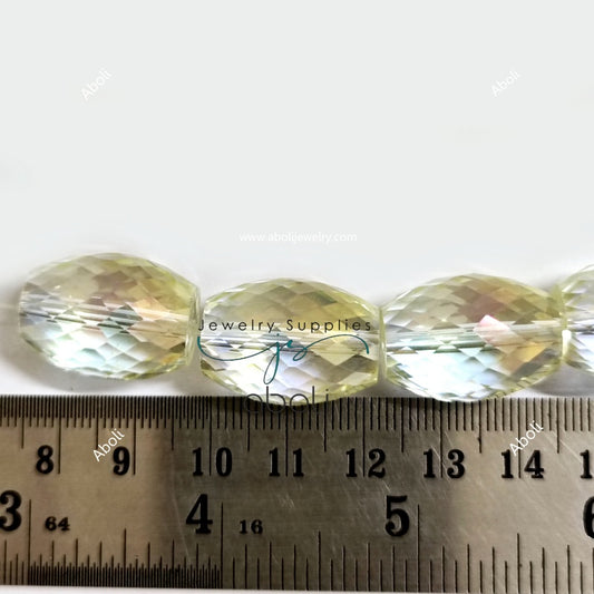 Transparent Golden Barrel shaped Faceted crystal glass beads 22 x 16 mm big glass beads drum FGB38