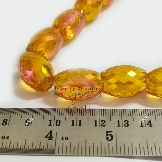 Pink Orange Barrel shaped Faceted crystal glass beads 22 x 16 mm big glass beads drum FGB39