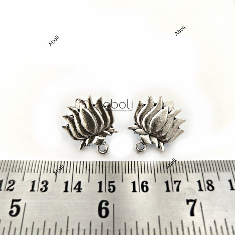 Silver lotus earrings stud components metal earrings findings ESS77