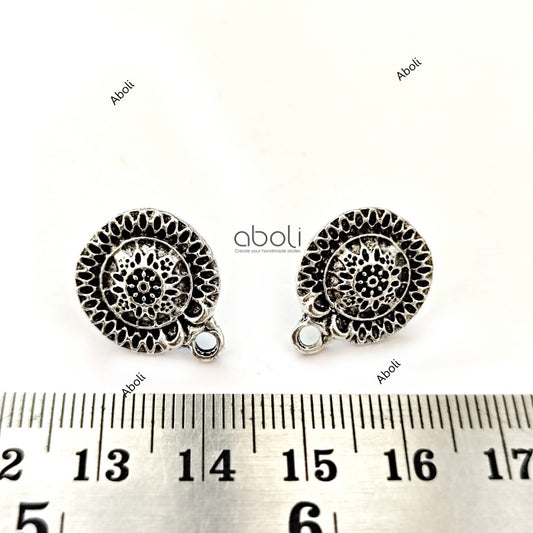 Silver earrings stud components round metal earrings findings ESS78