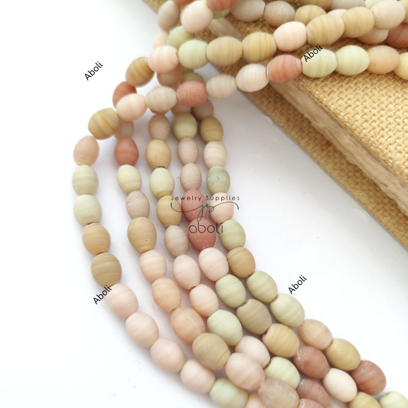 Oval glass beads 10 mm matt finish plain glass beads OMGB7 10 beads