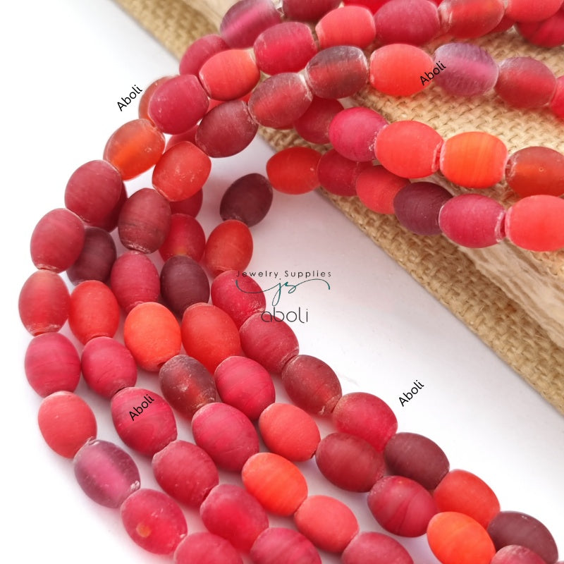 Oval glass beads 10 mm matt finish plain glass beads glass beads OMGB8 10 beads