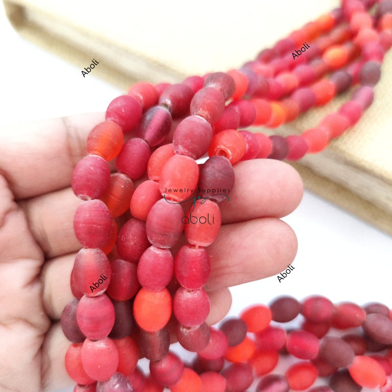 Oval glass beads 10 mm matt finish plain glass beads glass beads OMGB8 10 beads