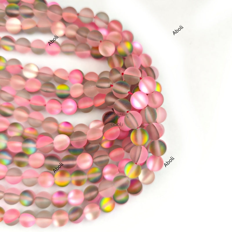 8 mm Aura Beads Aura Quartz Beads Pink And Grey shades Round Gemstone Beads AQB802