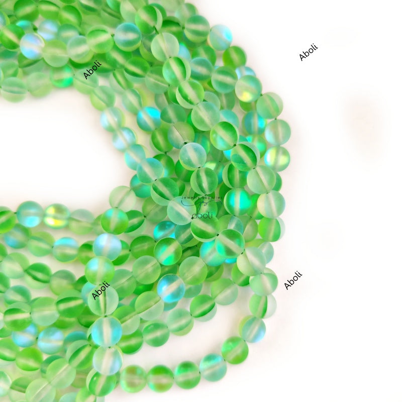 8 mm Green Aura Beads Aura Quartz Beads Round Gemstone Beads AQB812