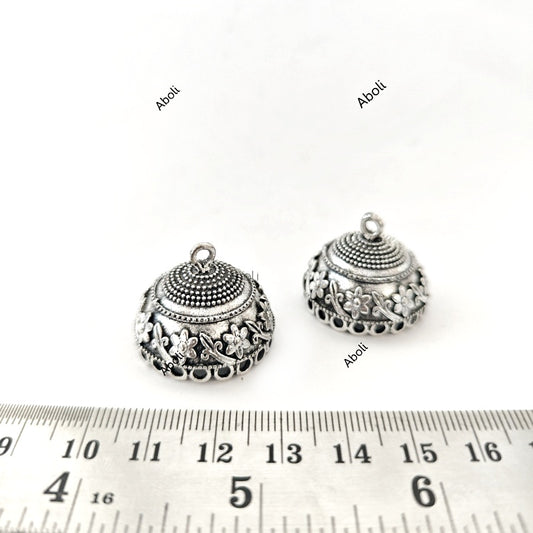 Silver floral jhumka bases MJBS83