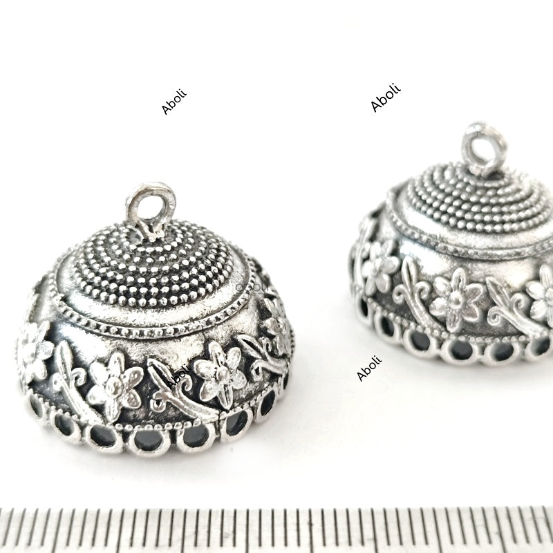 Silver floral jhumka bases MJBS83
