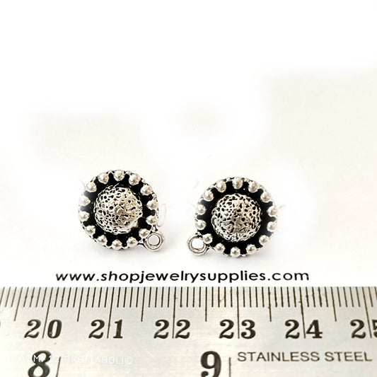 Silver stud earring components metal earrings findings ESS90