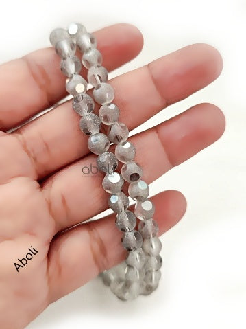 6 mm Faceted Round crystal glass beads grey FGB104