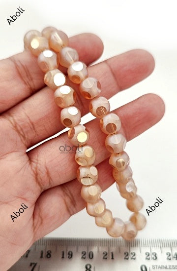 8 mm Faceted Round Golden crystal glass beads FGB101