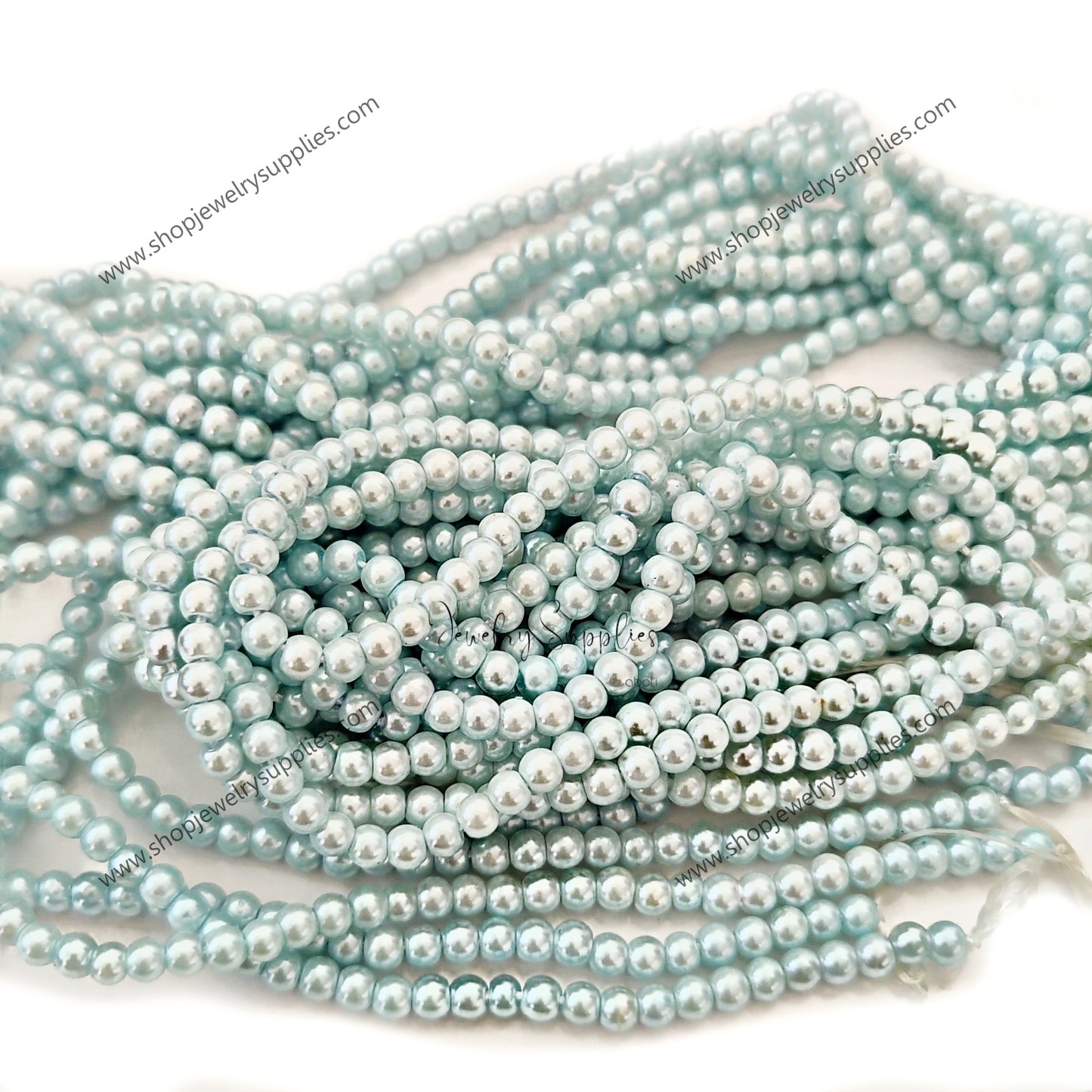 3 mm coloured glass pearl beads shades of pastel blue GPB3C08