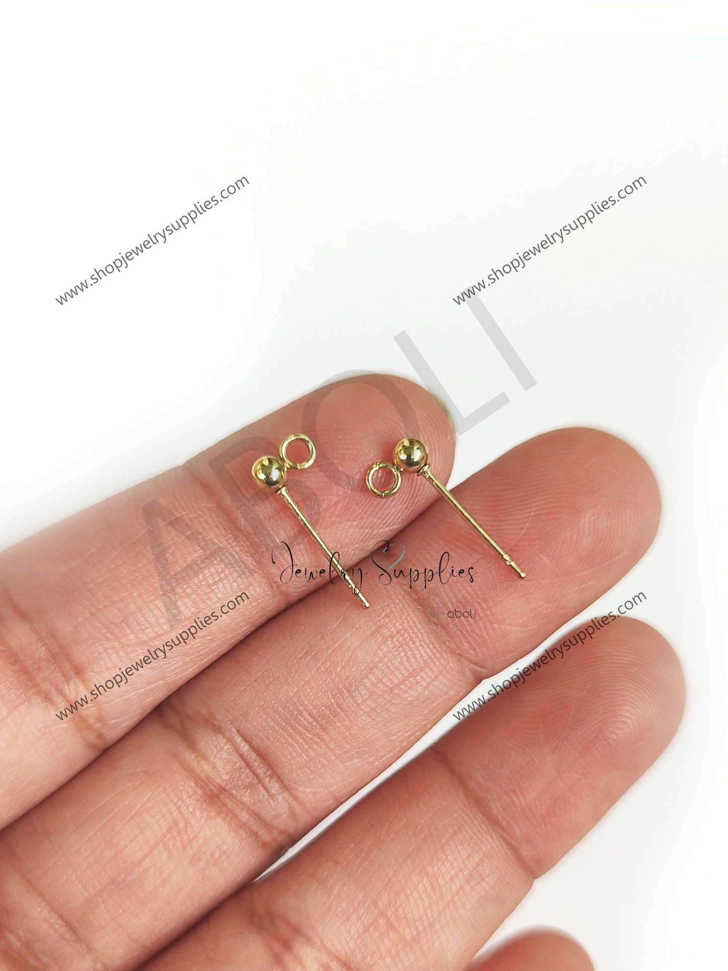 3 mm golden ball stud post 24 K gold plated 304 solid stainless steel earrings components  SSGBSP3